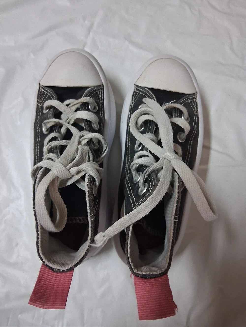 Converse Kids Black Canvas High-Top Sneakers with Pink Heel Tab Size 12